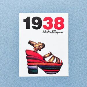 1990s Gold Book Ad • Ferragamo Rainbow Sandal • Fashion Wall Art